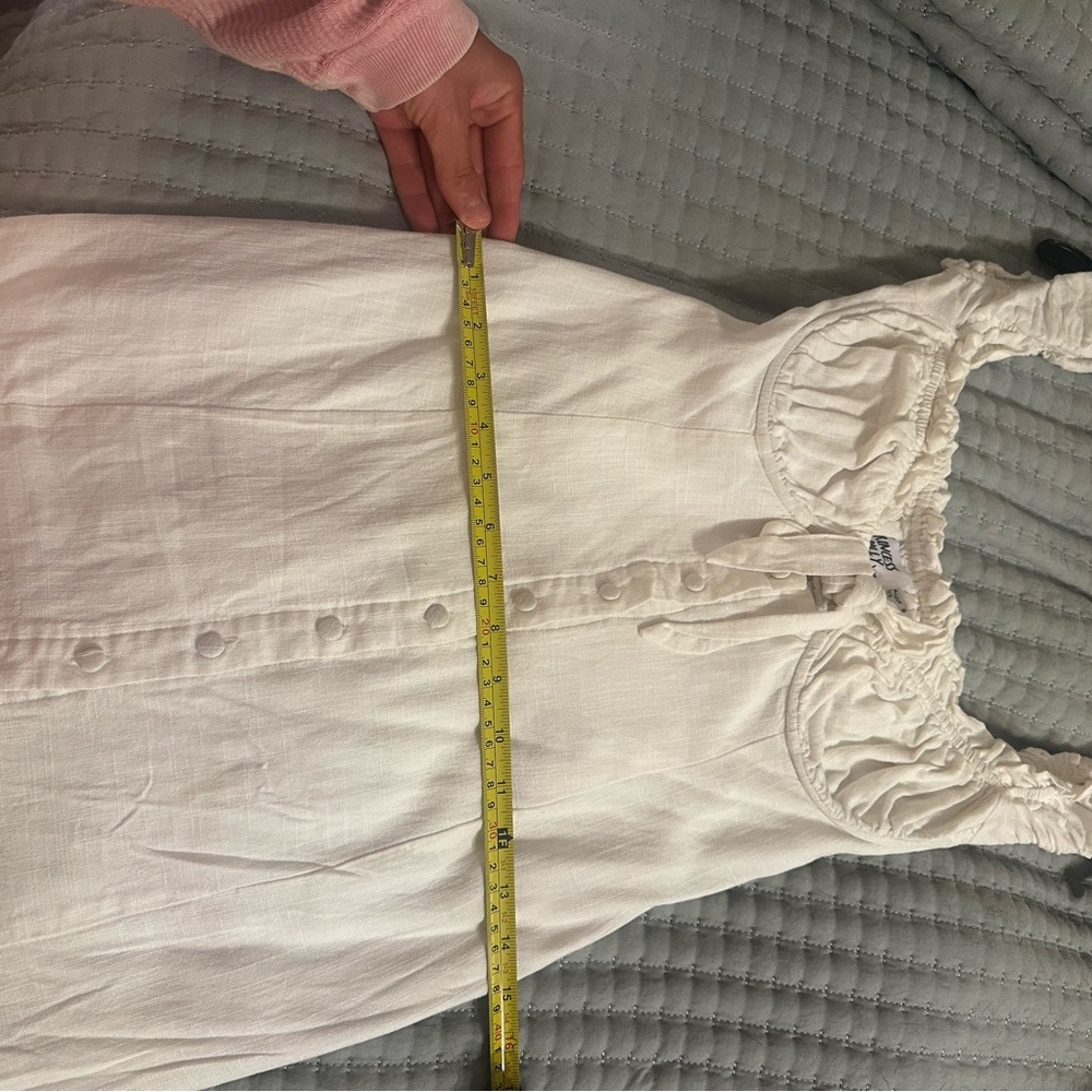 Princess Polly white linen tie button up mini dress size 4 - Picture 8 of 9